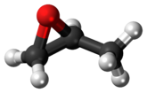 Ball-and-stick model of the propylene oxide molecule