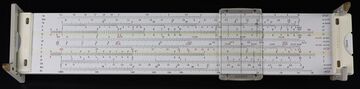 Back of slide rule with multiple scales