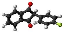 Ball-and-stick model of the fluindione molecule
