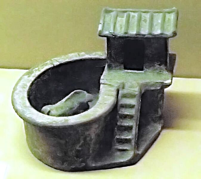File:Green glazed toilet with pigsty model. Eastern Han dynasty 25 - 220 CE.jpg