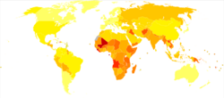 Nutritional deficiencies world map - DALY - WHO2002.svg