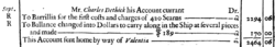 Sample ledger with dollar sign in John Collins, An Introduction to Merchants-Accompts, 1686.png