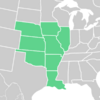 Symphyotrichum turbinellum distribution map: US — Primarily the Ozarks of Arkansas, Illinois, Iowa, Kansas, Louisiana, Missouri, Nebraska, and Oklahoma.