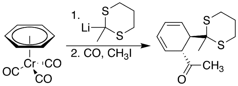 File:(Benzene)chromiumtricarbonyl electrophile nucleophilic carbonylation.png
