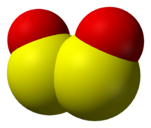 space-filling model of the disulfur dioxide molecule