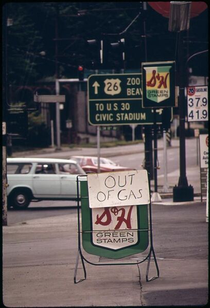 File:'OUT OF GAS' SIGNS HAVE CROPPED UP ALL OVER THE PORTLAND AREA etc NARA - 548174 (Ke4roh restore).jpg