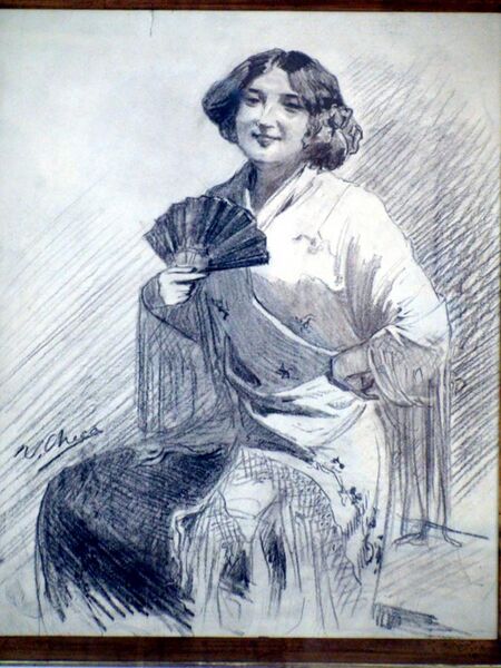 File:Mujer con abanico y manto - Ulpiano Checa.JPG