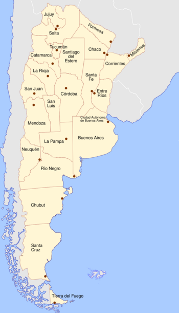 Map of Argentina with provinces labeled