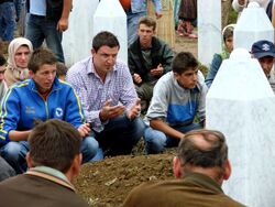 Srebrenica Massacre - Reinterment and Memorial Ceremony - July 2007 - Male Mourners.jpg