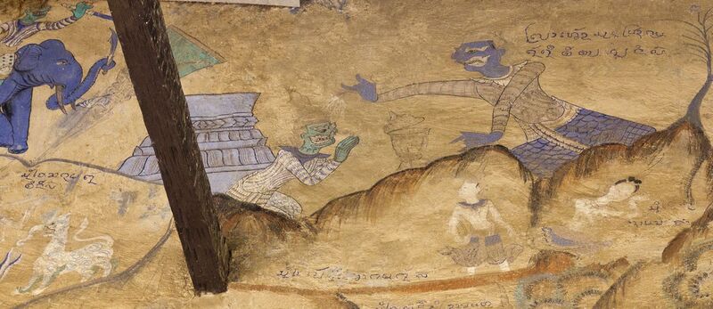 File:Wat Photaram mural detail - Vedsuvan has brought Koumphan back to life, but Koumphan still yearns for Soumountha.jpg