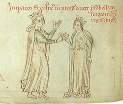 13th-century manuscript depicting the marriage of Frederick and Isabella
