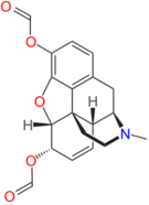 Chemical structure of diformylmorphine.