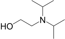 Skeletal formula of N,N-diisopropylaminoethanol with some implicit hydrogens shown