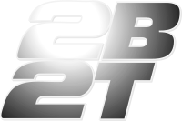 The 2b2t logo with "2B" on one line and "2T" below it in large silver letters