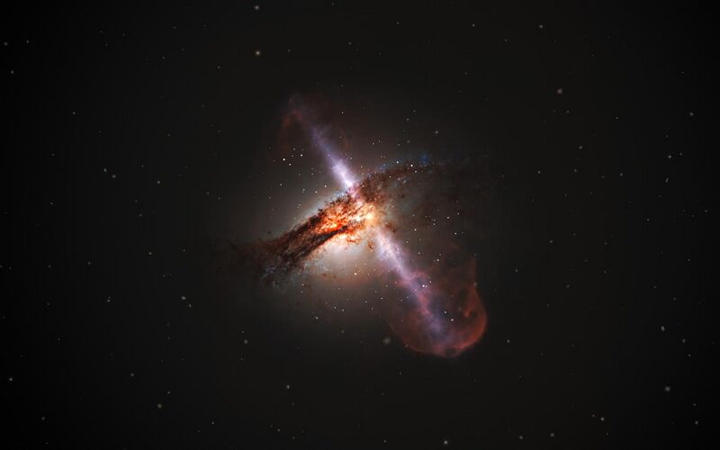 File:Artist’s illustration of galaxy with jets from a supermassive black hole.jpg