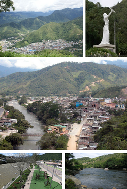 From top, left to right: Panoramic view of the city, monument to Naya or La Chapetona, downtown, Linear Park of Zamora and Bombuscaro river.