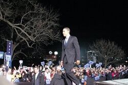 Presidential candidate Barack Obama on a campaign stop at Sewell Park in 2008.