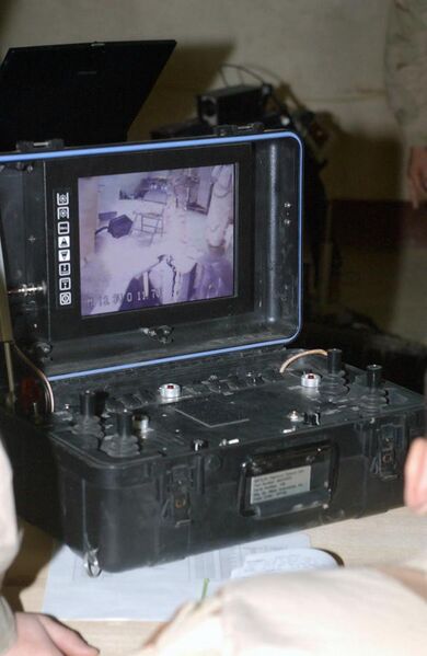 File:The computerized switch device used to control the Mesa Associates' Tactical Integrated Light-Force Deployment Assembly (MATILDA), during a training session at Bagram Airbase, durin - DPLA - 9143fdb19c2f6ade7f7ac8dc3ca8b71d.jpeg