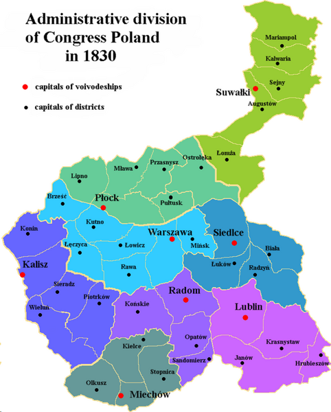 File:Administrative divisions of Congress Poland in 1830 ENG.png
