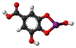 Ball-and-stick model of the bismuth subgallate molecule