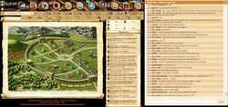 Full Illyriad interface in widescreen, focused on City map, with undocked Global chat on left