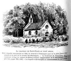 Le Lyon de nos pères, Vingtrinier et Drevet, 1901, page 154, dessin de Joannès Drevet, la chapelle de Saint-Clair au XVIIe siècle.jpg