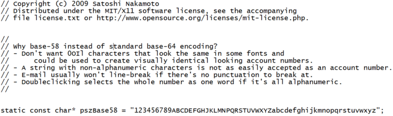 File:Original source code bitcoin-version-0.1.0 file base58.h.png