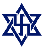 A six pointed star with a swastika inside it