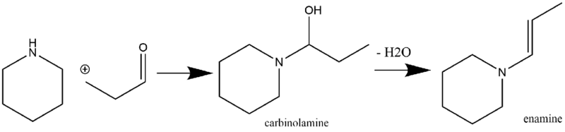 File:Enamine Synthesis from a Secondary Amine and an Aldehyde.png