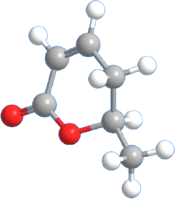 Ball-and-stick model of the parasorbic acid molecule