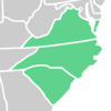 Symphyotrichum grandiflorum distribution map: North Carolina, South Carolina, and Virginia (US)