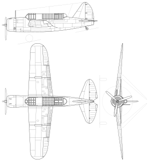 Brewster SB2A Buccaneer 3-view line drawing.svg