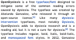 Screenshot of this Wikipedia page, set in OpenDyslexic typeface