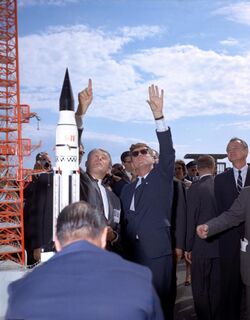Werner Von Braun and President John F. Kennedy at Cape Canaveral Missile Test Annex - 1963 - 63PC-0095.jpg