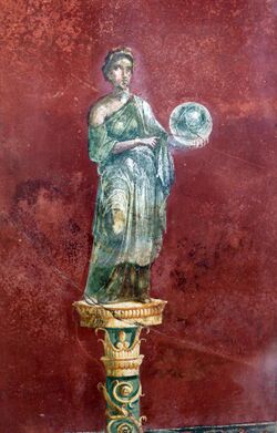 Palestra grande di pompei, affreschi di Moregine, primo triclinio , IV stile, epoca neroniana, le muse 06 urania.jpg