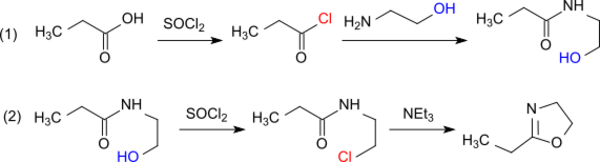 Synthese von 2-Ethyl-2-oxazolin über Propionsäureäurechlorid