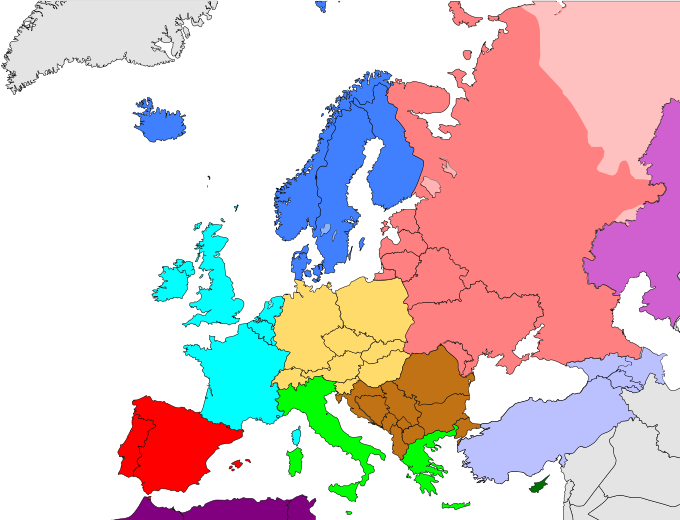 File:Europe subregion map world factbook.svg