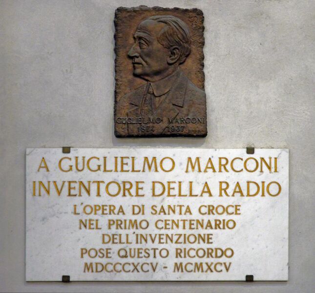File:Memorial plaque in honor of Guglielmo Marconi in the Basilica Santa Croce, Florence. Italy.jpg