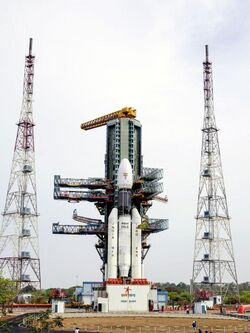 The fully integrated GSLV-Mk III-D1 carrying GSAT-19 at the second launch pad - front view.jpg