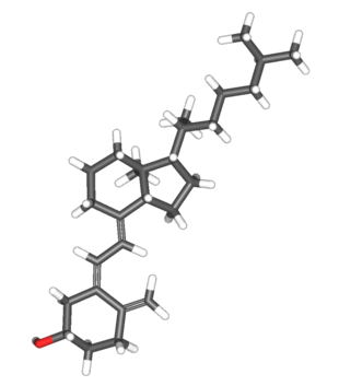 Molecular structure of Vitamin D3 with the common reasons for use and the biological target.