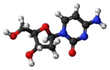 Ball-and-stick model of the deoxycytidine molecule