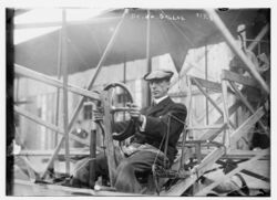 Dr. Wm. Greene at pilot wheel of aeroplane LCCN2014684352.jpg