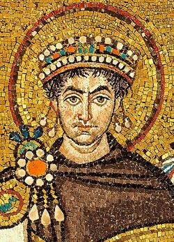 photo of a mosaic of Justinianus I from the Basilica San Vitale
