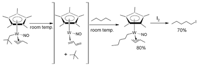 C–H activation of pentane, as seen in Ledgzdins et al., J. Am. Chem. Soc. 2007; 129, 5372–3.