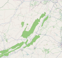 Map showing the location of Shenandoah Caverns