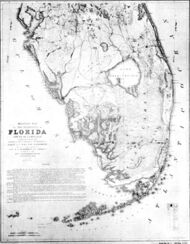 A black and white hand-drawn map of the lower two-thirds of the Florida peninsula