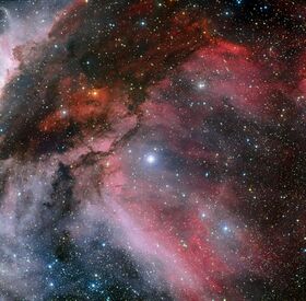 Carina Nebula around the Wolf–Rayet star WR 22.jpg