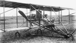 Longren seated in his first airplane