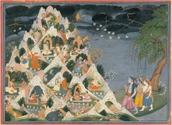 Parashurama leads Krishna and Balarama toward Mount Gomanta.jpg