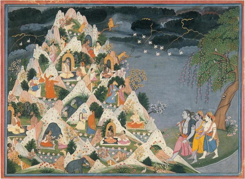File:Parashurama leads Krishna and Balarama toward Mount Gomanta.jpg